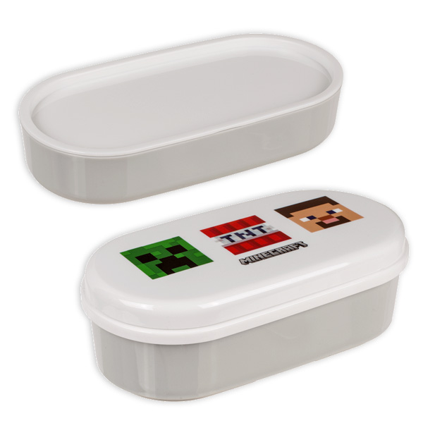 Minecraft-Brotdose mit 2 Fächern, Besteck und Gummiband
