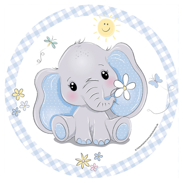 Tischdekoset Baby Boy Blauer Elefant, 16 Gäste, 90-tlg.