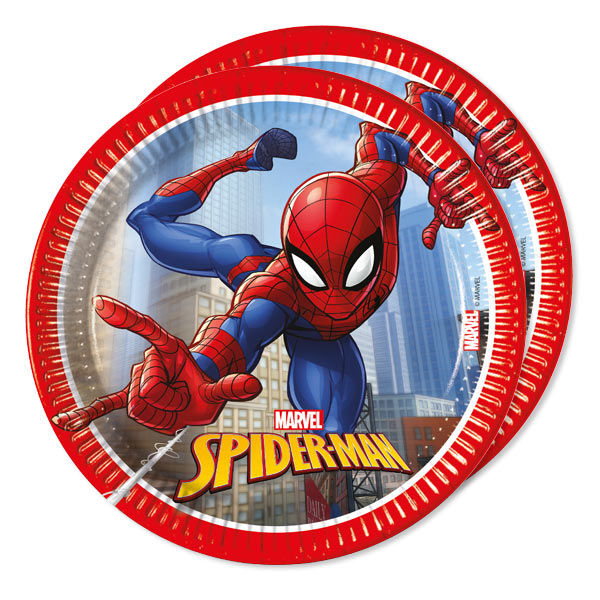 Spiderman Crime Fighters Kuchenteller, 19,5cm, 8 Stück, Tischdeko