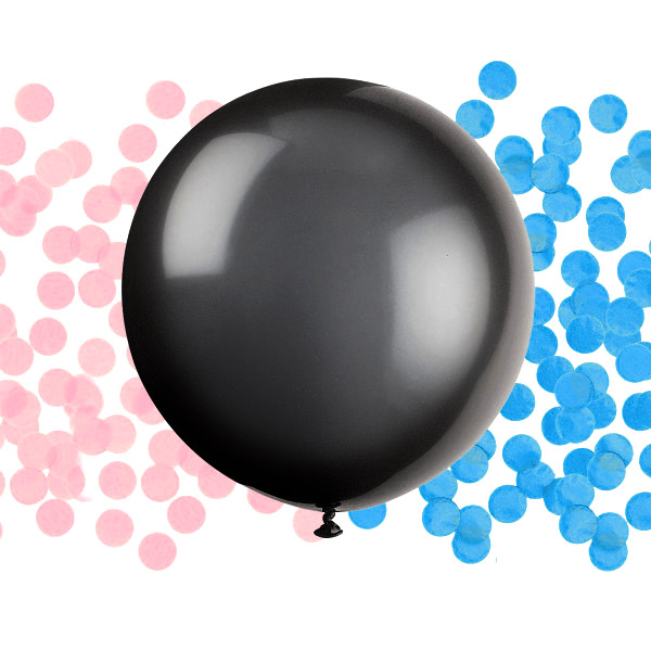 XXL Gender Reveal Ballon mit pinkem und blauem Konfetti, Ø 60cm