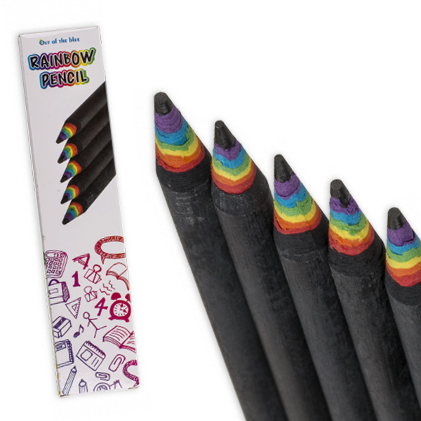 Bleistift mit Regenbogenmuster, 5er Pack