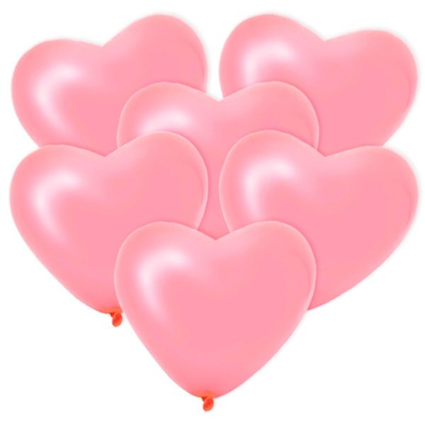 Latexballons Herzform rosa 6er Pack, 25 cm