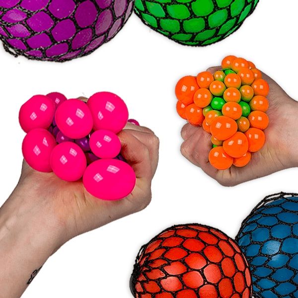 Quetschball im Netz, Scherzartikel für Kinder, 1 Stück im Netz, 6,5 cm