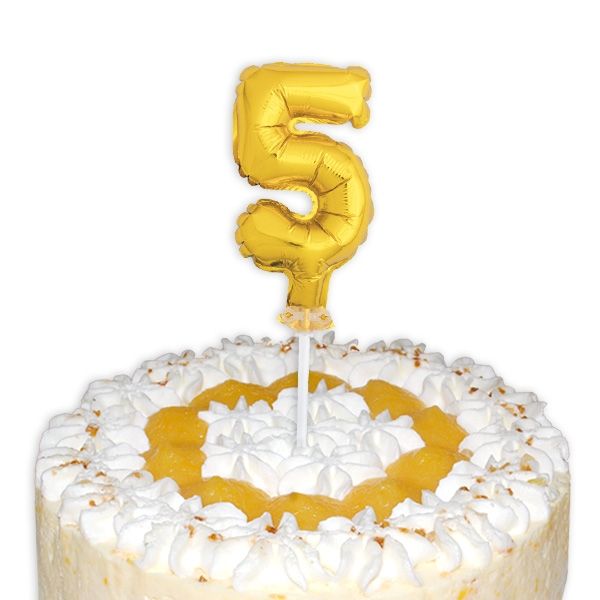 Cake Topper, Zahl "5" in gold, Folie, 12,7cm
