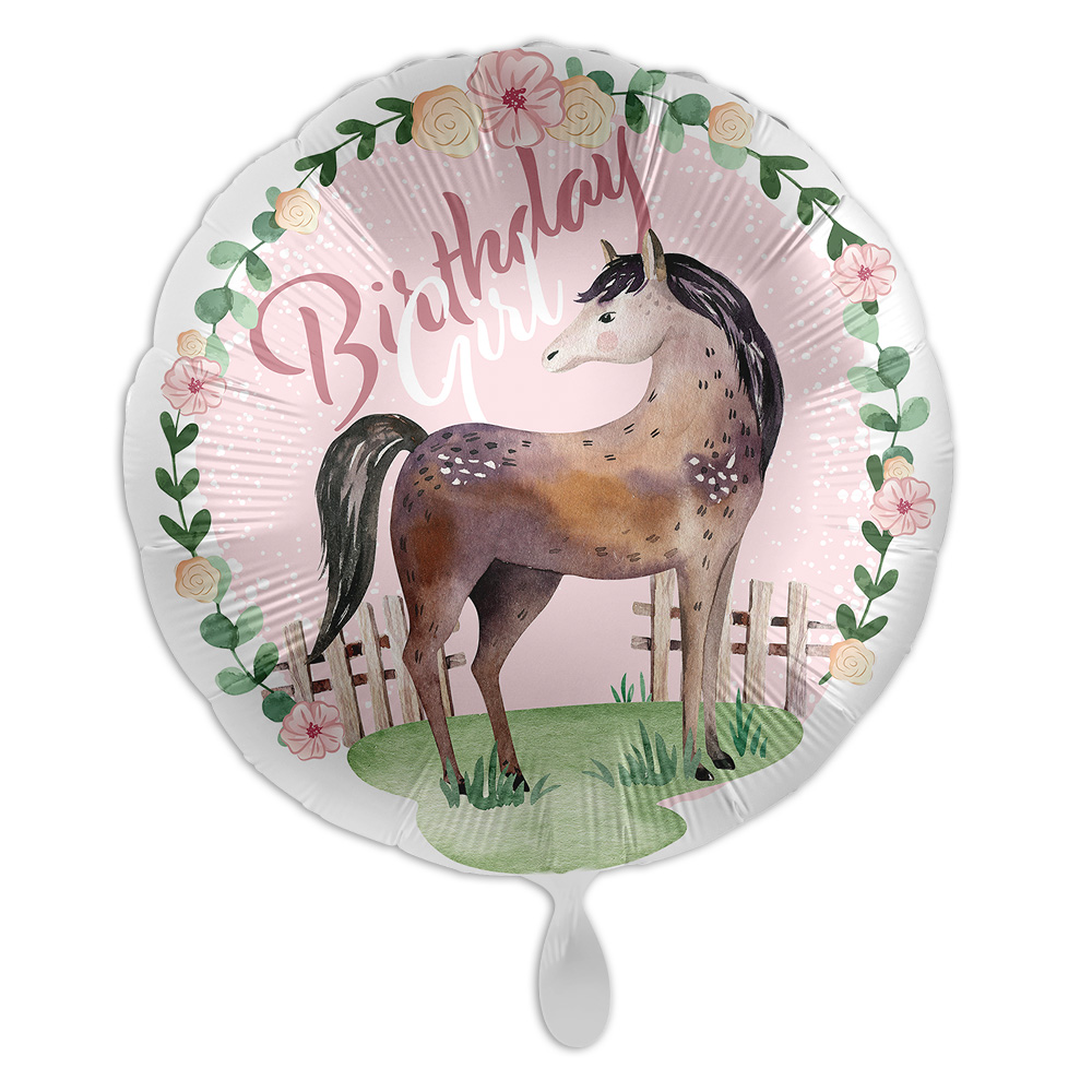 Inkl. Helium, Bänder, Ballongewicht Charming Horses Heliumballon "Birthday Girl"