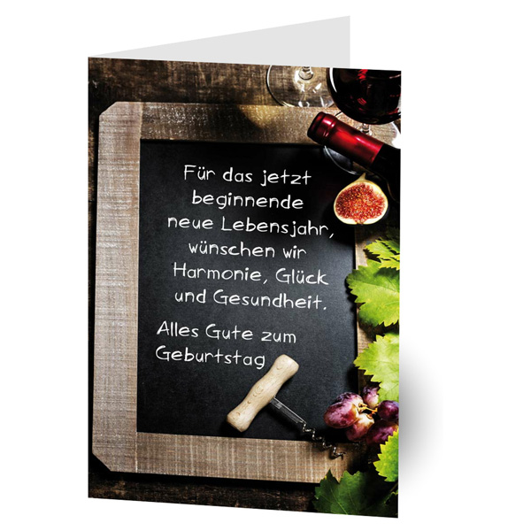 "Alles Gute zum Geburtstag" Glückwunschkarte mit Weinmotiv, inkl. Umschlag