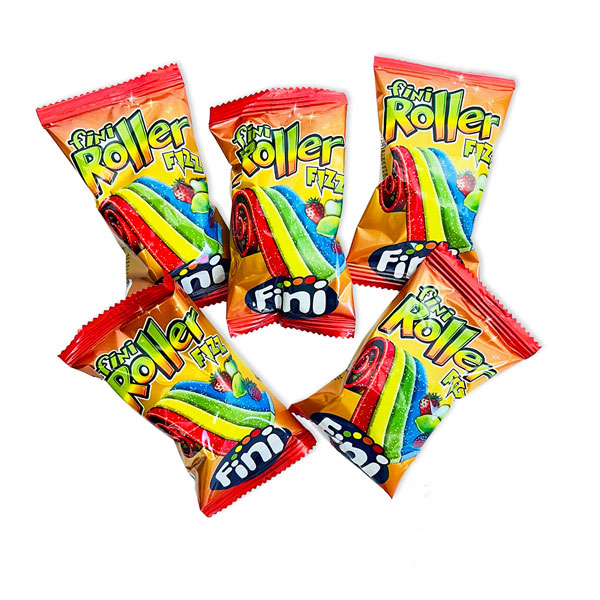 Rainbow Pocket-Roller 5er Pack, Regenbogen-Fruchtgummi-Band, 100 g