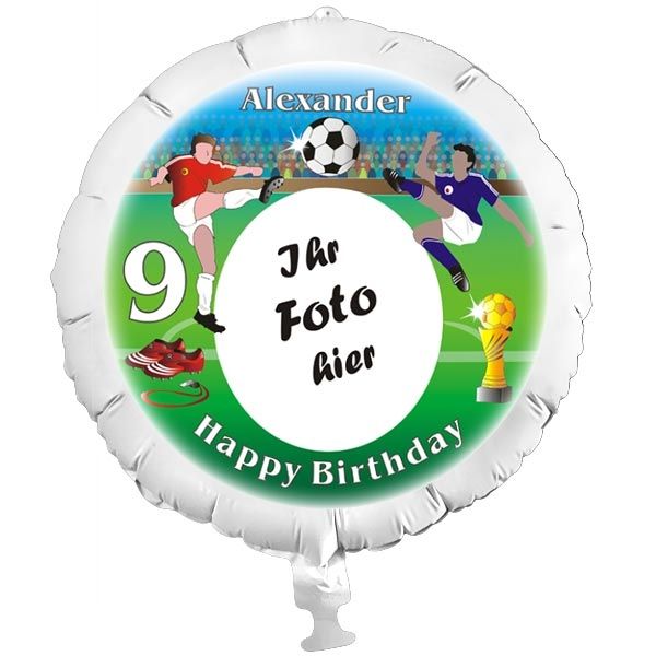 Fußball-Fotoballon, Folienballon mit Foto für Fußballparty zum Kindergeburtstag