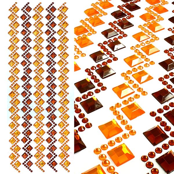 Schmuckstein-Bordüren selbstklebend, Mosaiksteine orange-braun