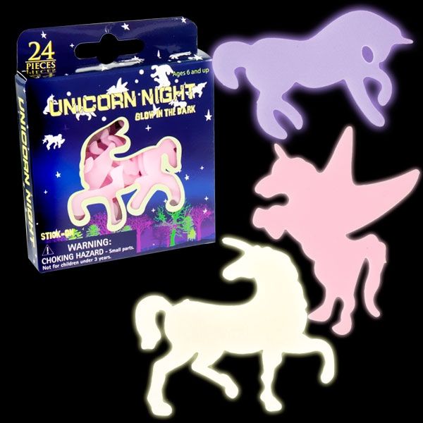 Einhorn Leuchtsticker 24 Stk, 5cm, mit Klebepads