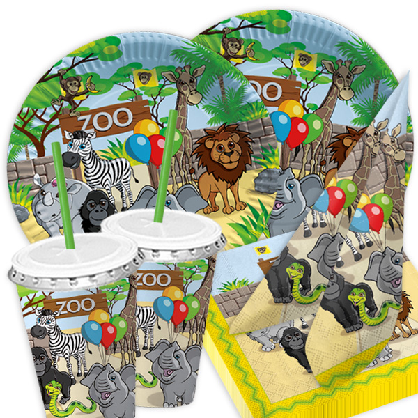 Basicset "Zoo" für 8 Kids, 56-tlg. mit Löwen, Elefanten, Zebras, Giraffen...