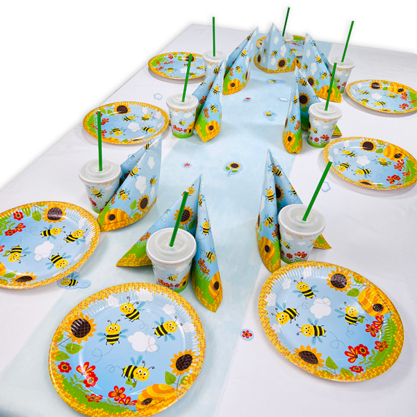 Freche Bienchen Tischdeko Set bis 16 Kinder, 94-teilig