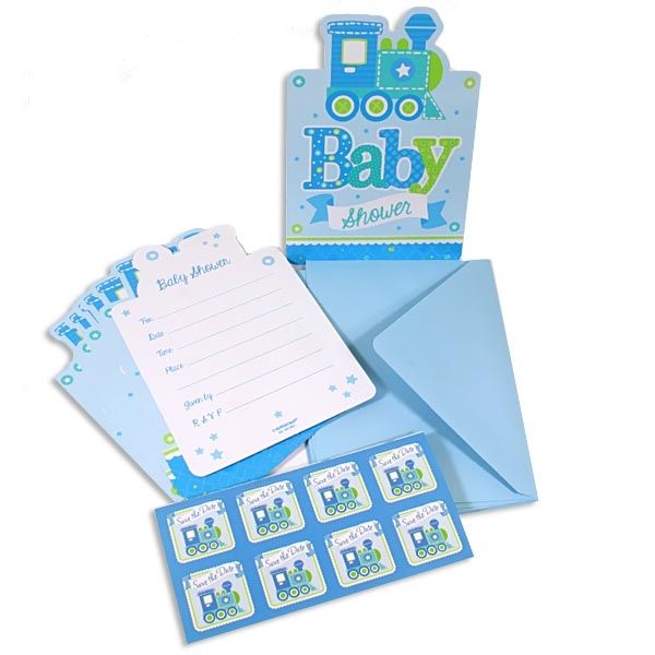 Einladungskarten, Welcome Baby Boy 8er Pack, inkl. Umschläge