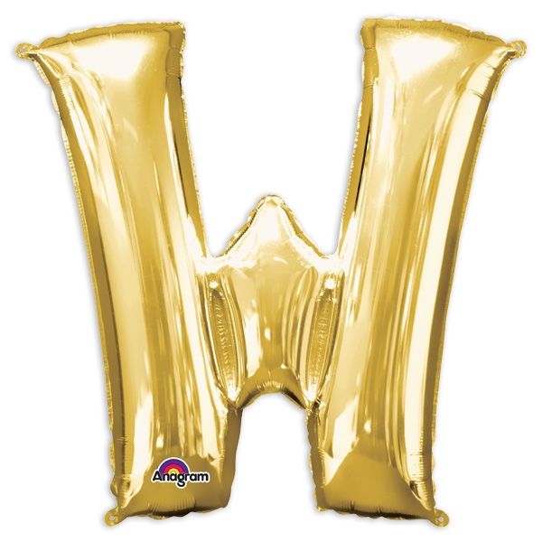 Folienballon Buchstabe "W" in Gold für Namen & Sprüche, 83 x 71 cm
