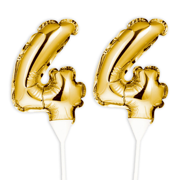 Folienballon-Kuchenpicker zum 44. Geburtstag, Zahl 2 x 4, selbstaufblasend