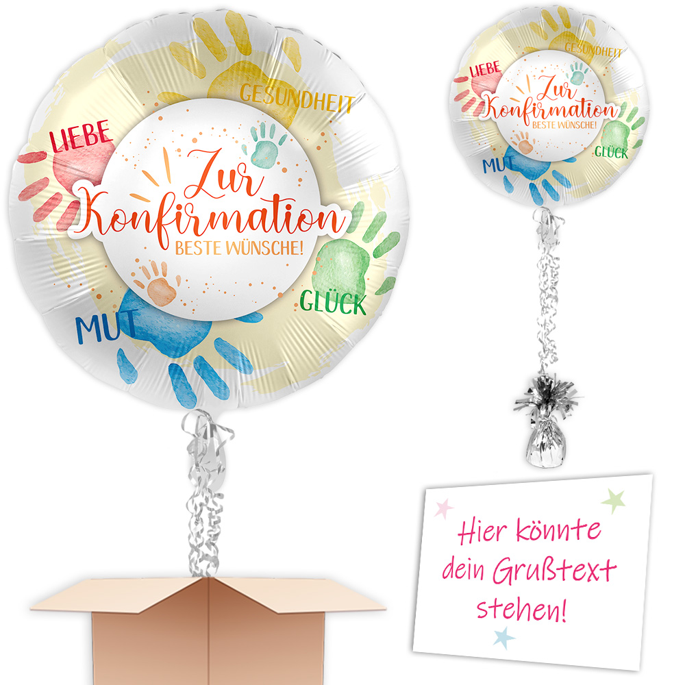 Inkl. Helium, Bänder, Ballongewicht  "Zur Konfirmation Beste Wünsche"