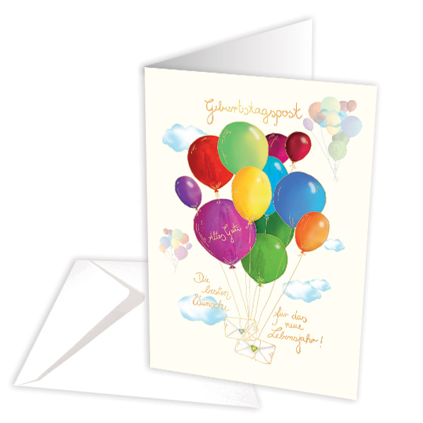 Geburtstagskarte "Geburtstagspost" Luftballons