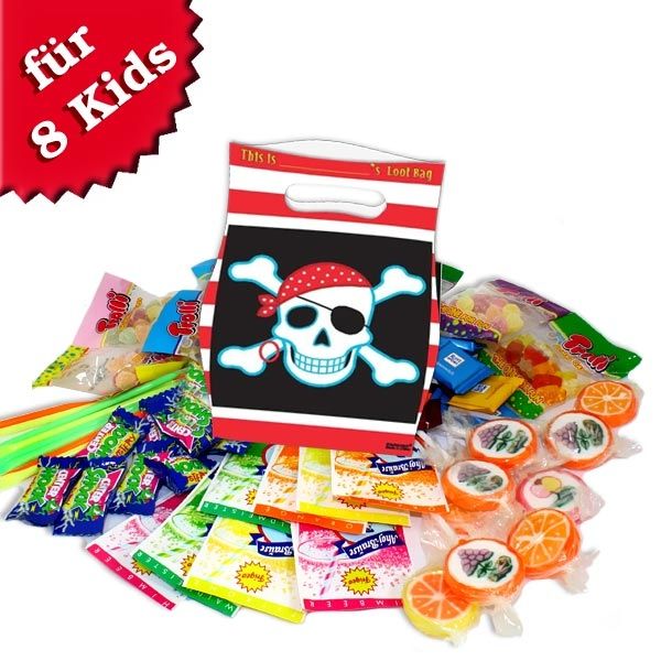Mitgebseltüte Pirat, 8er + Süßigkeiten-Set