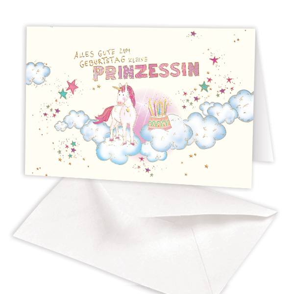 Geburtstagskarte Einhorn Prinzessin