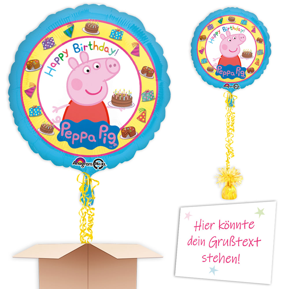 Folienballon Peppa Pig Helium gefüllt verschicken zum Kindergeburtstag