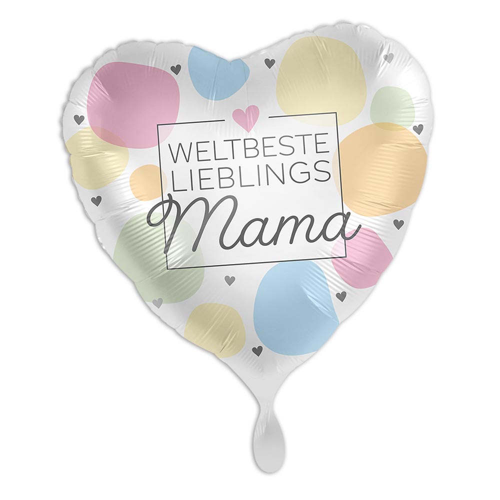 "Weltbeste Lieblingsmama", Herzballon im Karton, 35cm x 33cm