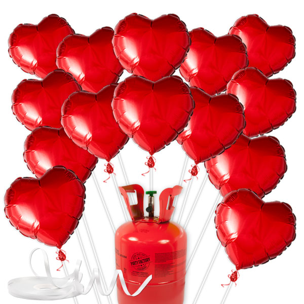 Love Ballongas-Set mit 15 Herzballons