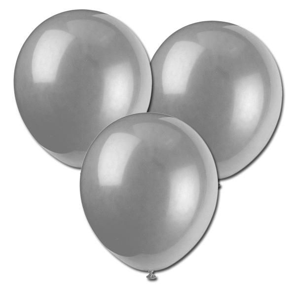 Latex-Ballons silbern schimmernd in guter Helium-Qualität, 8 Stück