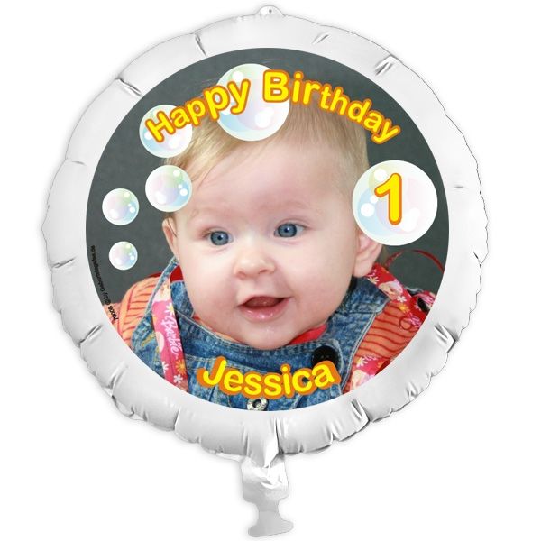Geschenkballon "Bubbles" mit Foto für Kindergeburtstag +Name