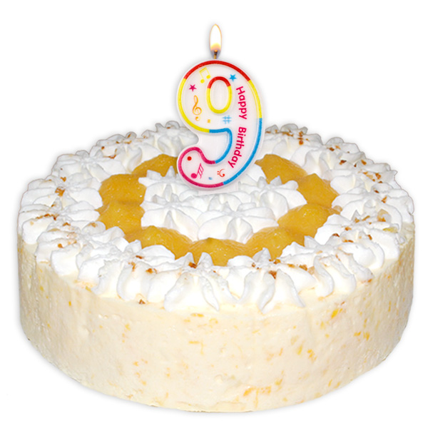Zahlenkerze "9" mit Happy-Birthday-Aufdruck