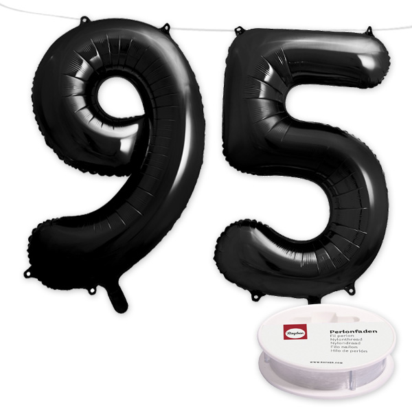 95. Geburtstag, XXL Zahlenballon Set 9 & 5 in schwarz, 86cm hoch