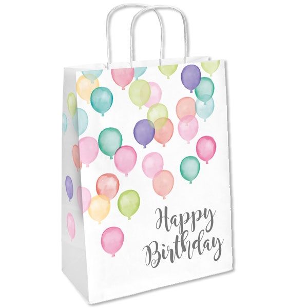 Ballon Party Papiertüten, 2er Pck, 13cm x 21cm x 8cm, pastellfarben