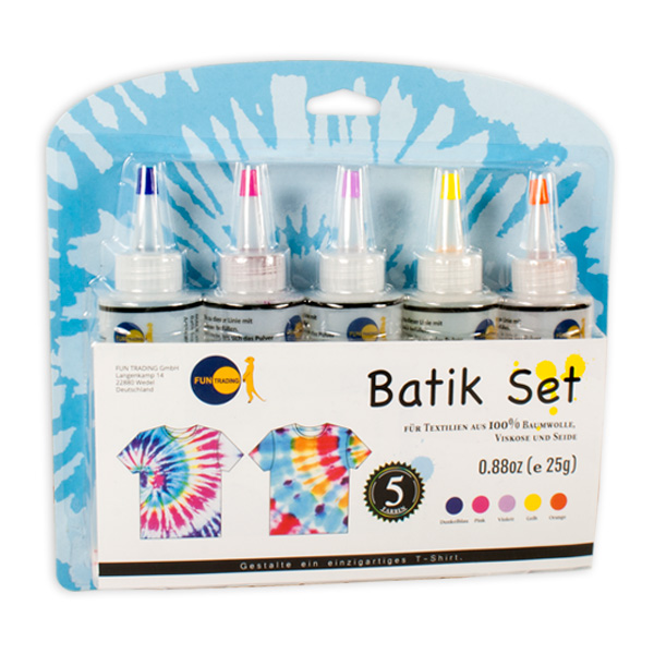 Batik Textilfarben-Set mit 5 Farben und Zubehör