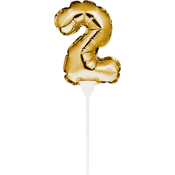 Kuchenpicker Folienballon Gold Zahl 2