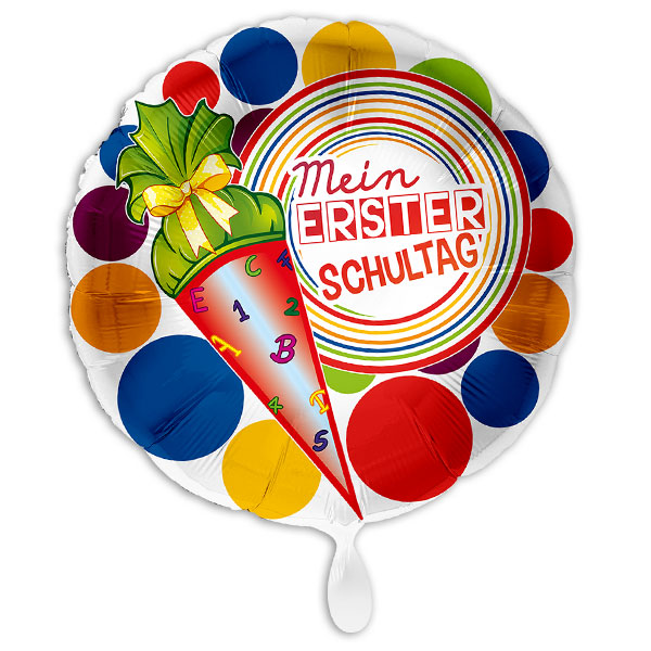Komplett mit Helium - Ballongruß "Mein erster Schultag" mit Zuckertüten-Motiv