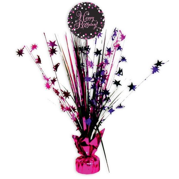 Kaskade Metallic Happy Birthday, pinkfarben 46 cm, Folie