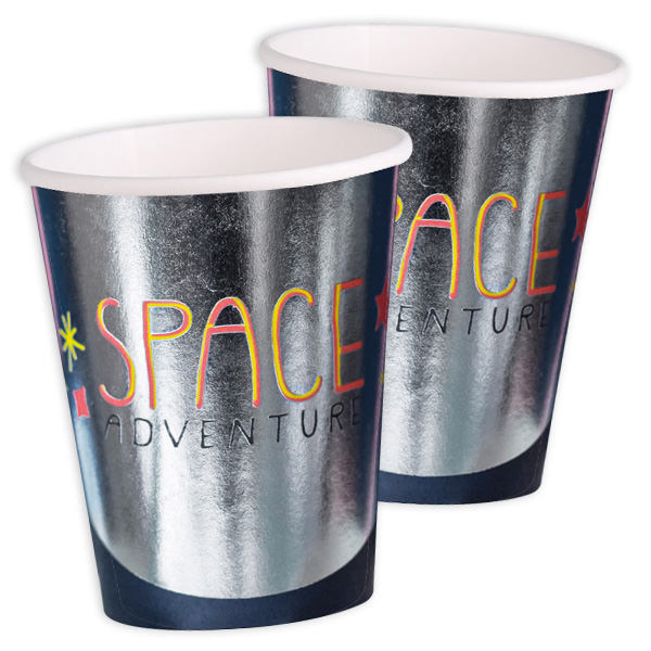 Space Adventure Partybecher aus Pappe, 8er Pack, 200ml