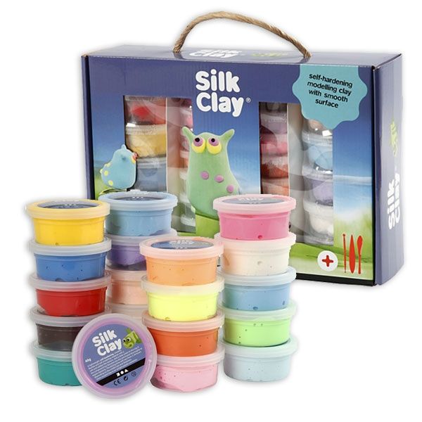 Silk Clay Set, 28 Dosen weiche Knete/Modelliermasse für Kinder