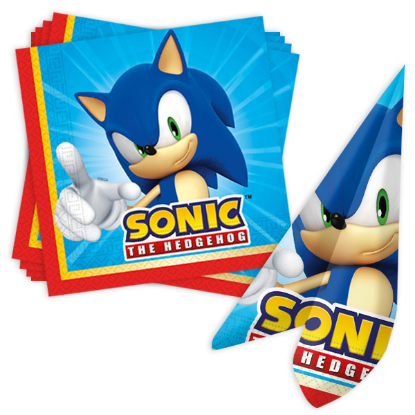Servietten Sonic the Hedgehog im 20er Pack, 33cm x 33cm, Sonic Tischdeko
