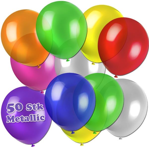 Bunte Luftballonsmischung, 50 Metallic Ballons, 27,5cm