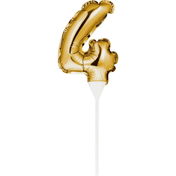 Kuchenpicker Folienballon Gold Zahl 4