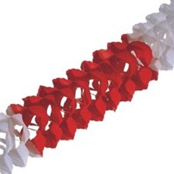 Girlande Papier 3D weiß-rot 4mx16cm Girlande Papier 3D weiß-rot 4mx16cm