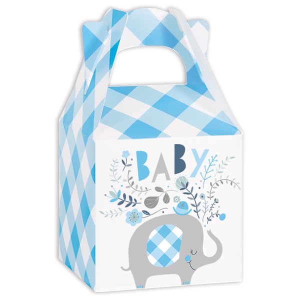 Mini-Geschenkboxen "Baby Elefant" in blau, 8er Pack, 15cm x 7,5cm