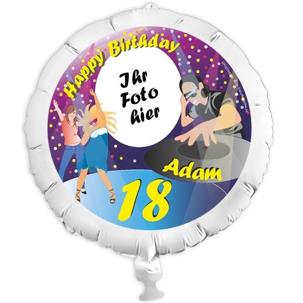 Geschenkballon Big Party mit Foto für Geburtstag +Name