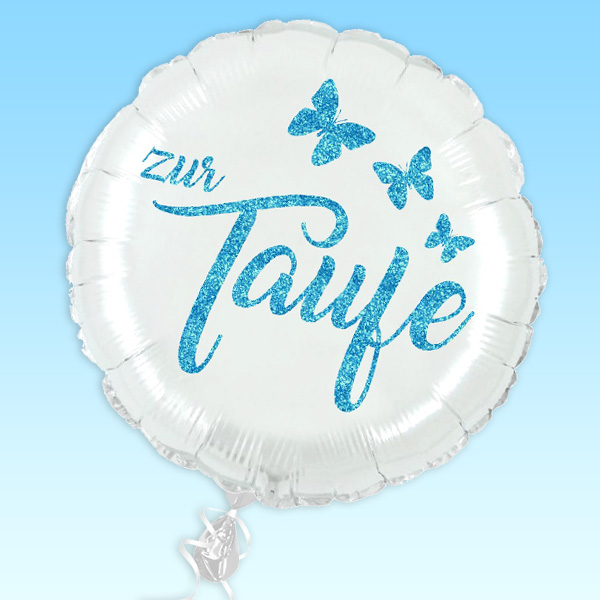 Folienballon zur Taufe in blau, Ø 40cm