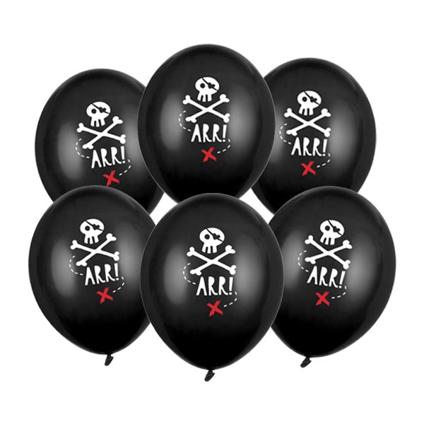 Piraten Luftballons im 6er Pack, Ø 30cm