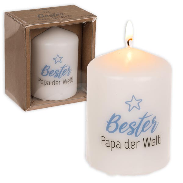 Motiv-Kerze "Bester Papa der Welt", Wachs Ø 8cm x Ø 5,5cm