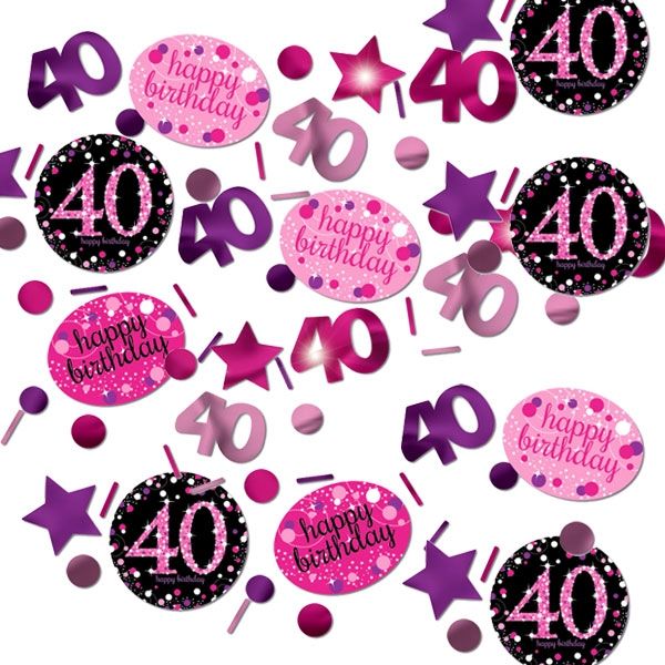 Konfetti 40. Geburtstag pink-schwarz, 34g,Metallic,Pappe