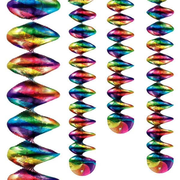 Regenbogen Spiralen, Rotorspiralen Aluminium, metallisch glänzend, 4er