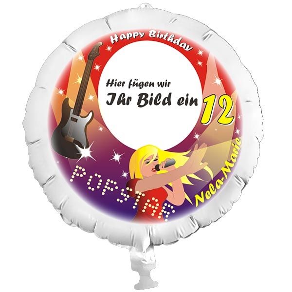 Ballonfoto als Geschenkidee, Folienballon mit Foto für Popstars-Kindergeburtstag