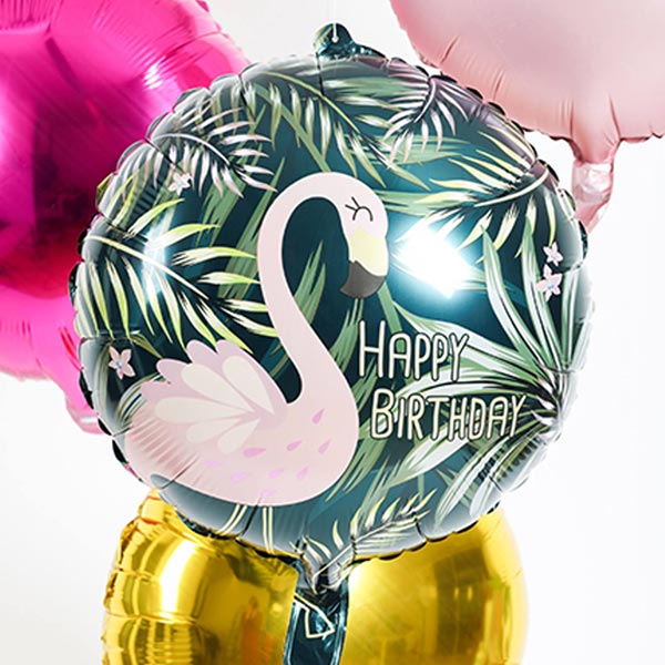 Happy Birthday Folienballon mit Flamingo-Motiv, Ø 35cm